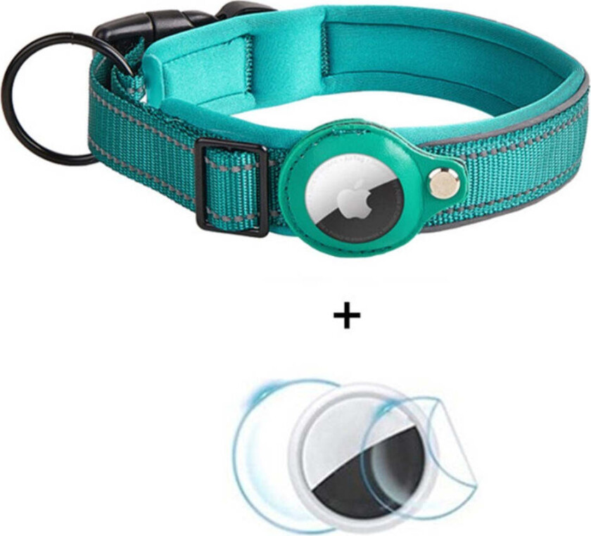 Hundehalsbånd med Holder for AirTag - Størrelse M (38-45 cm) - Blå