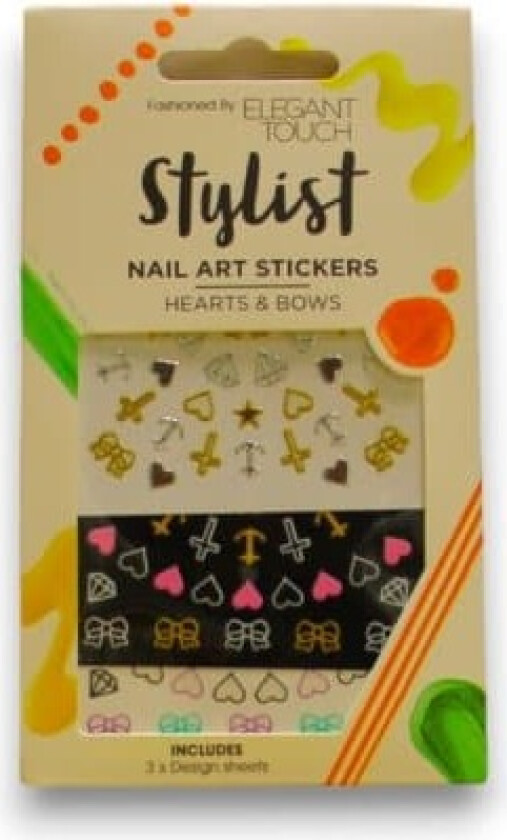 Set Trio, Elegant Touch, Stylist, Nail Stickers, Hearts & Bows, 3 pcs