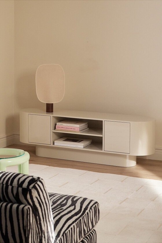 Bilde av TV-benk High Gloss Low - Beige