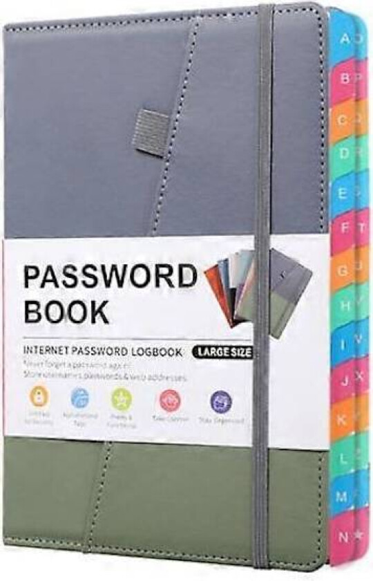 Alfabetiske faner Hardcover Passordbok for Internettpassord Nettsideadresser Notatbok