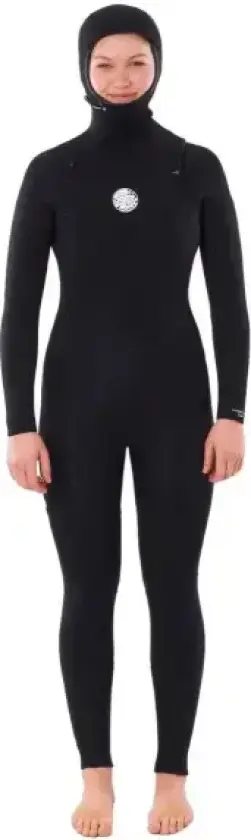 Våtdrakt Dame Rip Curl Dawn Patrol 5mm Hooded Chest Zip (8 - Svart)