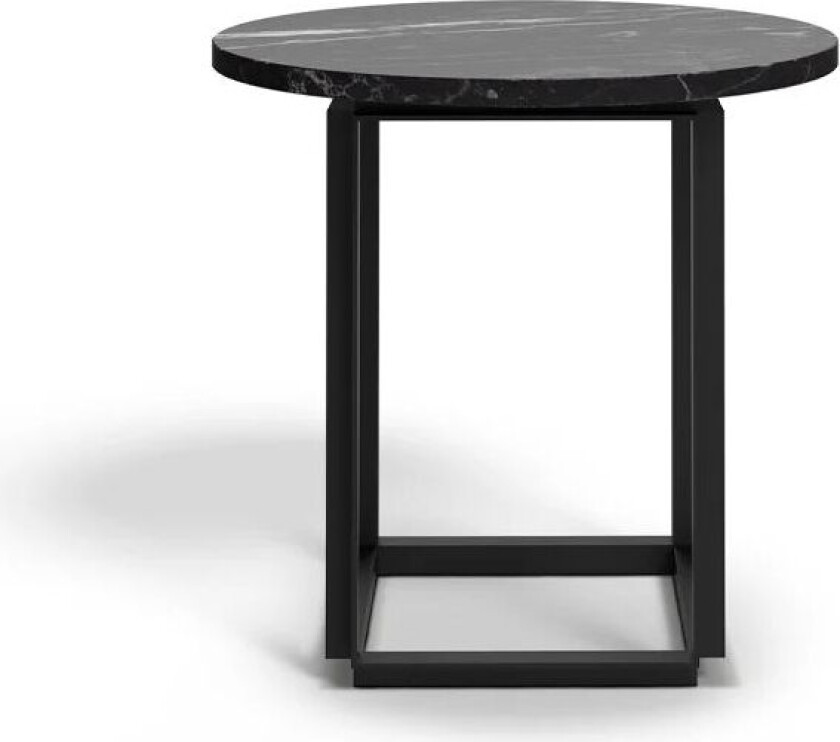 Florence sidebord Black marquina marble, Ø 50 cm, sort stativ