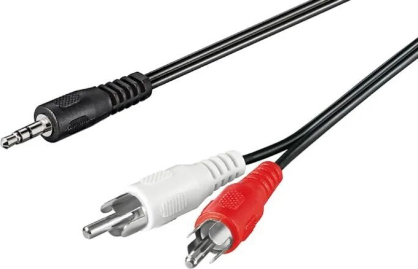 Lydkabel 3,5 mm til 2 x RCA 20 m, svart