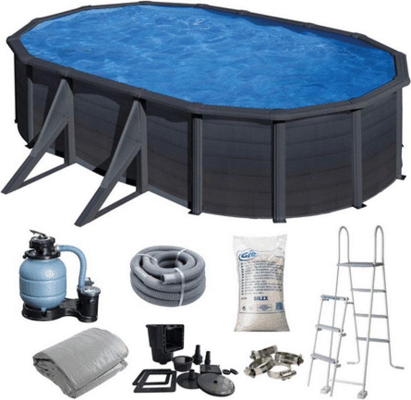 Ovalt Basseng 500 X 300 X 120 Cm Sort Kit500gf