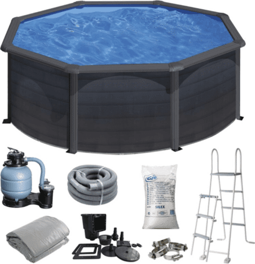 Rundt Basseng Sort Ø350 X 120 Cm Kit350gf