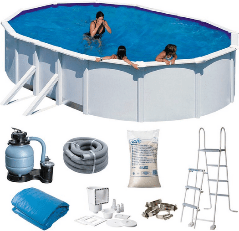 Ovalt Basseng 730 X 375 X 120 Cm Hvit Kit730eco