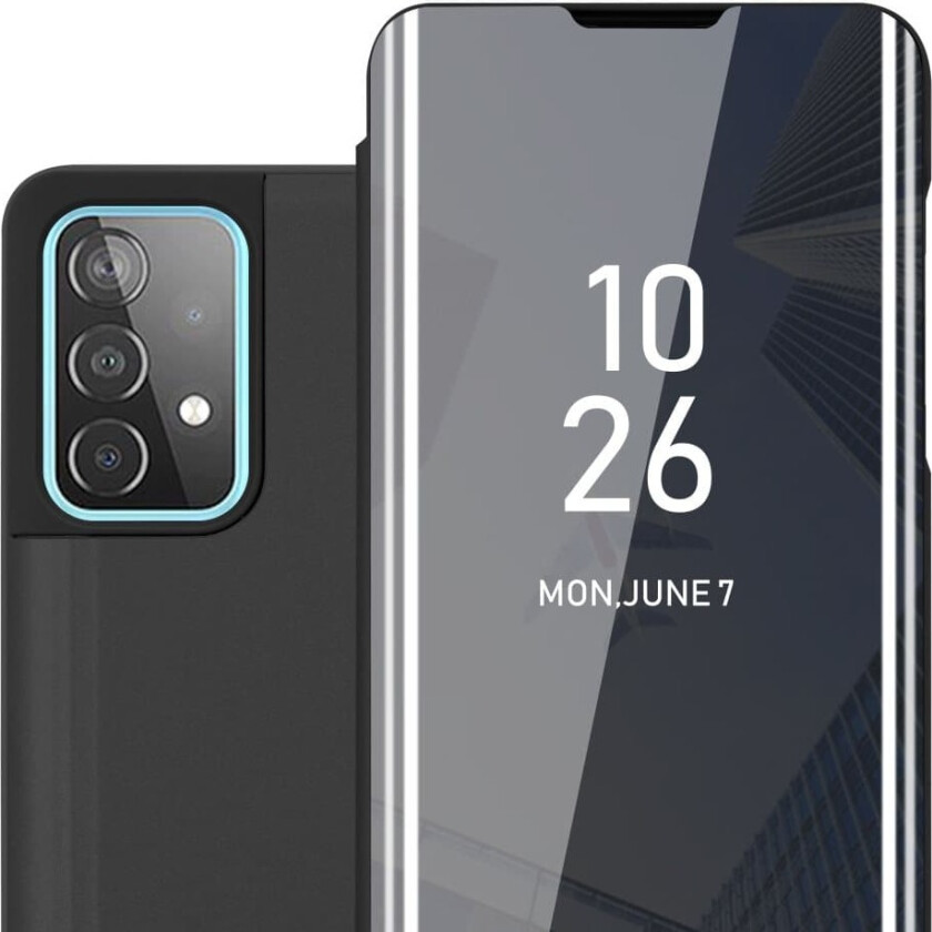 Etui for Samsung Galaxy A52 (4G / 5G) / A52s Deksel Clear View Mirror Beskyttelsesetui med stativfunksjon 360 graders beskyttelse