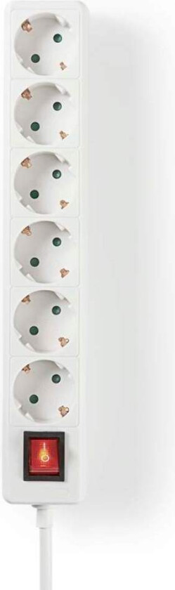 Forlengelseskontakt | Type F (CEE 7/7) | 6-veis | 1,50 m | 3680 W | 16 A | Type jording: Sidekontakter | 230 V AC 50/60 Hz | Sok