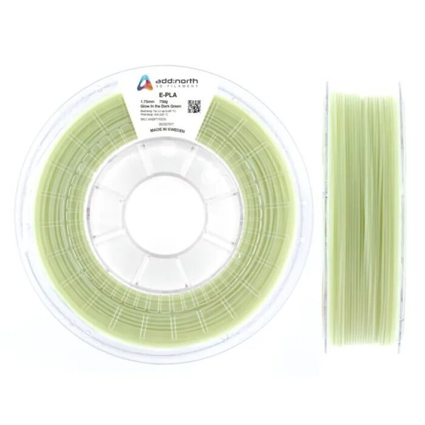 E-PLA-filament for 3D-skriver 1,75 mm Dark Green selvlysende