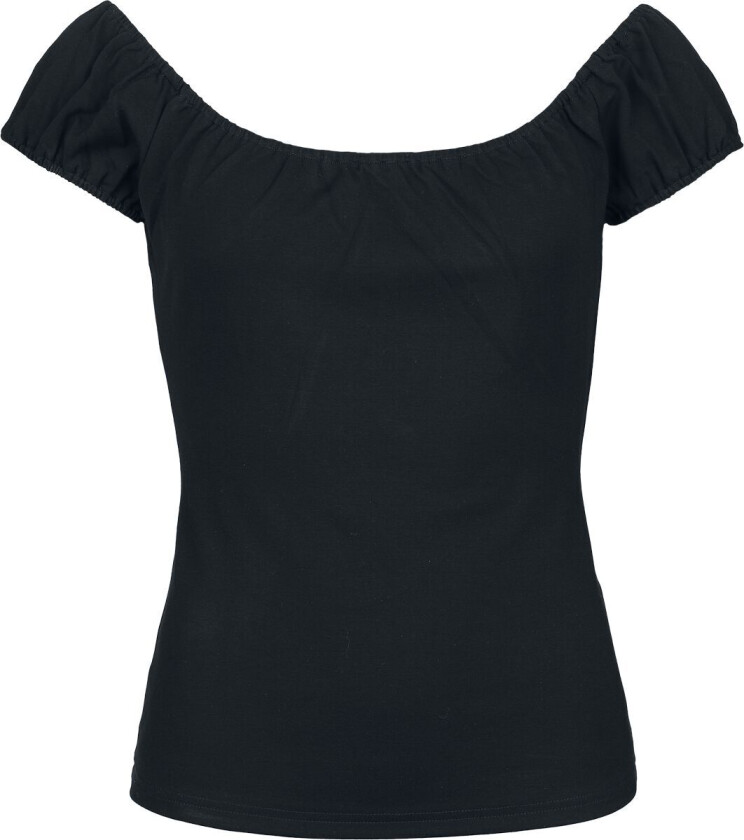 T-skjorte - Gathered Neckline Knit Top - XS til 4XL - Damer - svart