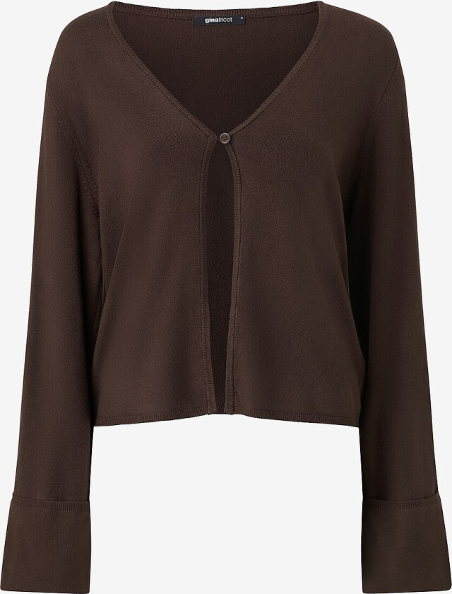 Kardigan Folded Sleeve Knitted Cardigan - Brun