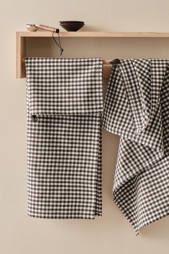 Kjøkkenhåndkle Ramona Check 2-pakning - Brun