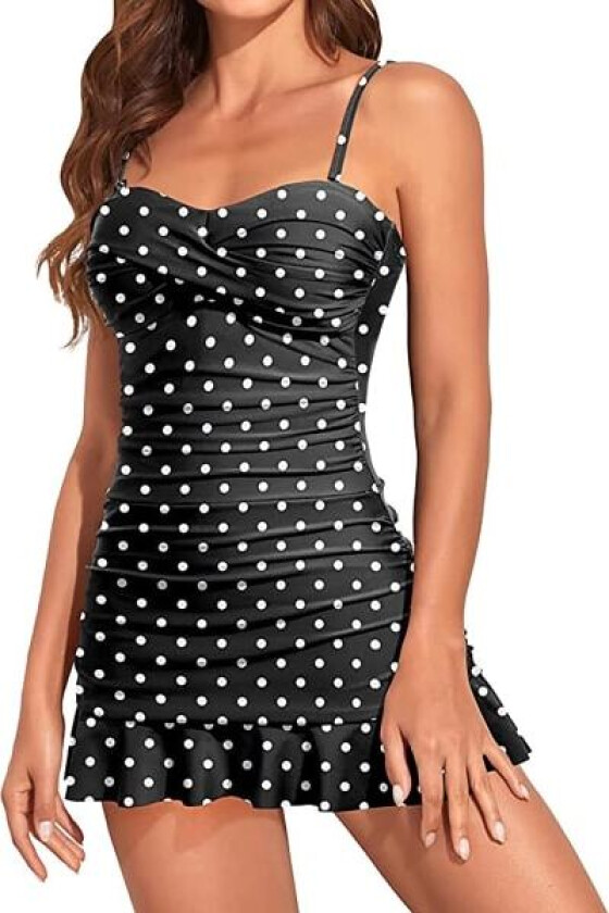 Badedrakt for kvinner med magekontroll, prikket, str. M