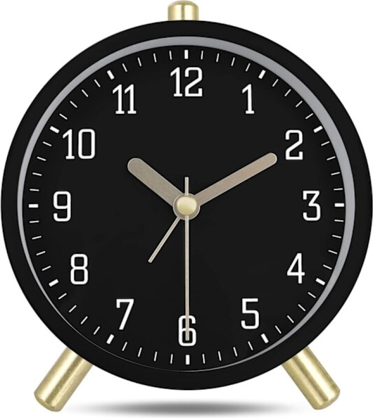 Klassisk stille analog vekkerklokke svart metall moderne vekkerklokke/NC/