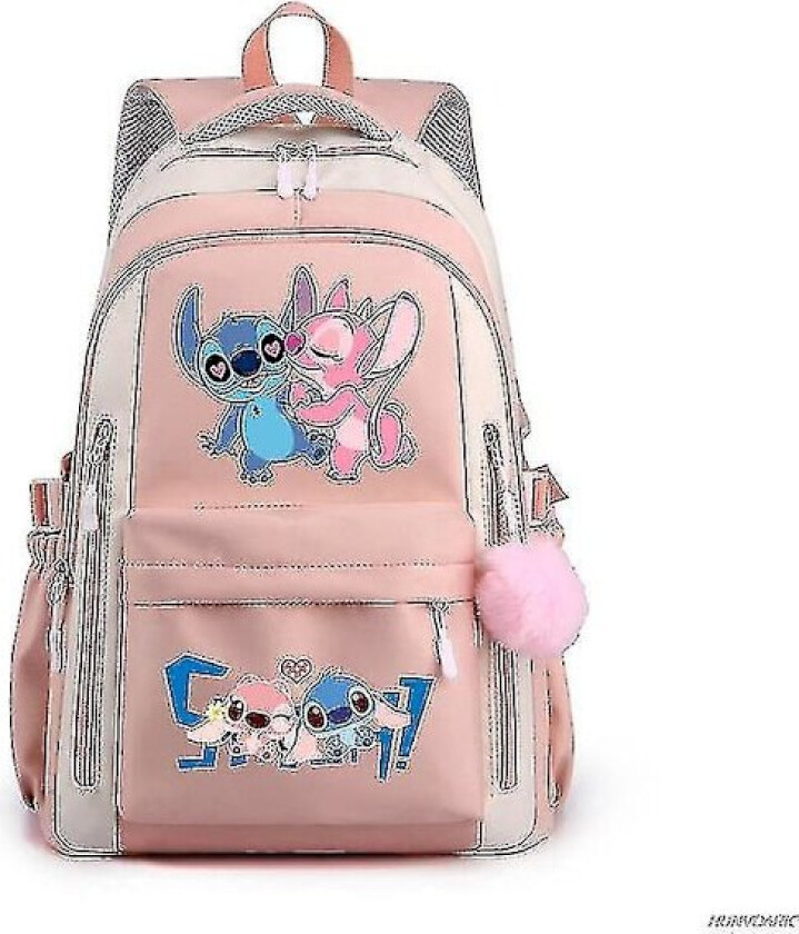 Lilo og Stitch Ryggsekk Dame Herre Høy Kapasitet Vanntett College Skolevesker Trendy Dame Herre L(Himmelblå)