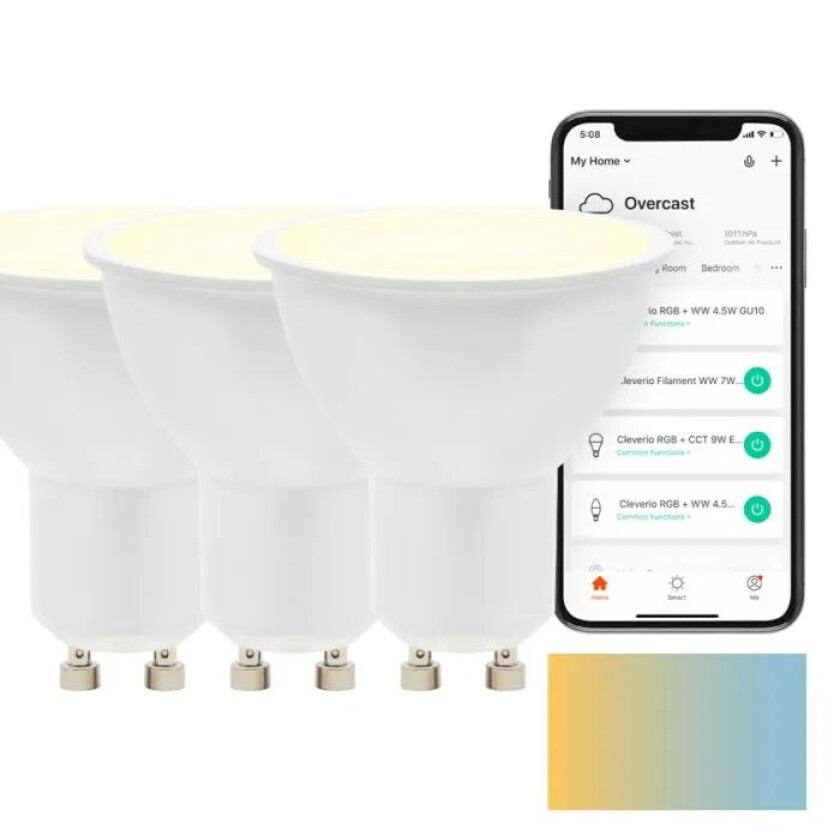 Smart GU10 LED-pære 400 lm 3-pk.