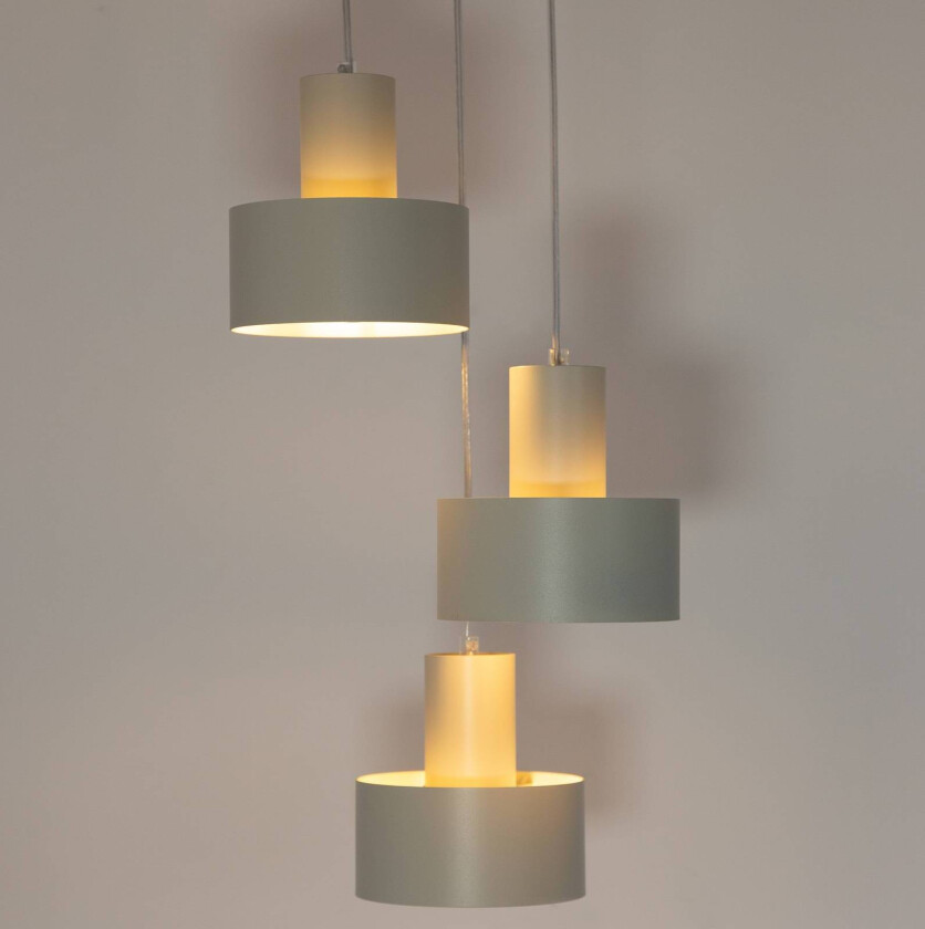 Hengelampe Rif 3, taupe, rund, 3 lyskilder, Ø 33 cm, stål