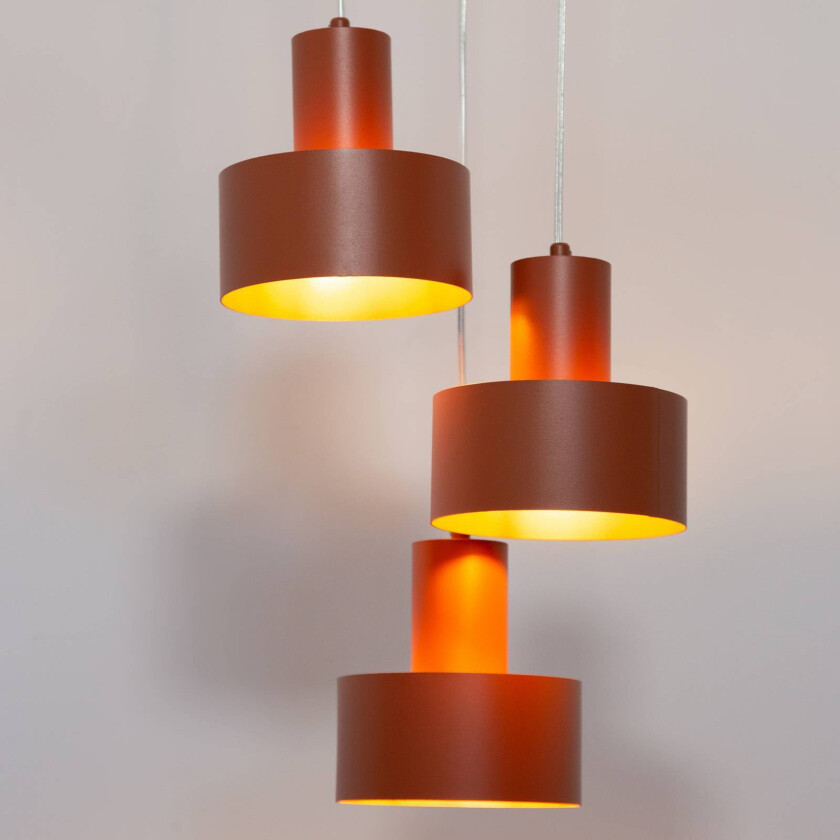 Hengelampe Rif 3, teglrød, rund, 3 lyskilder, Ø 33 cm