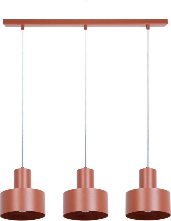 Hengelampe Rif 3, teglrød, 3 lyskilder, lineær, stål