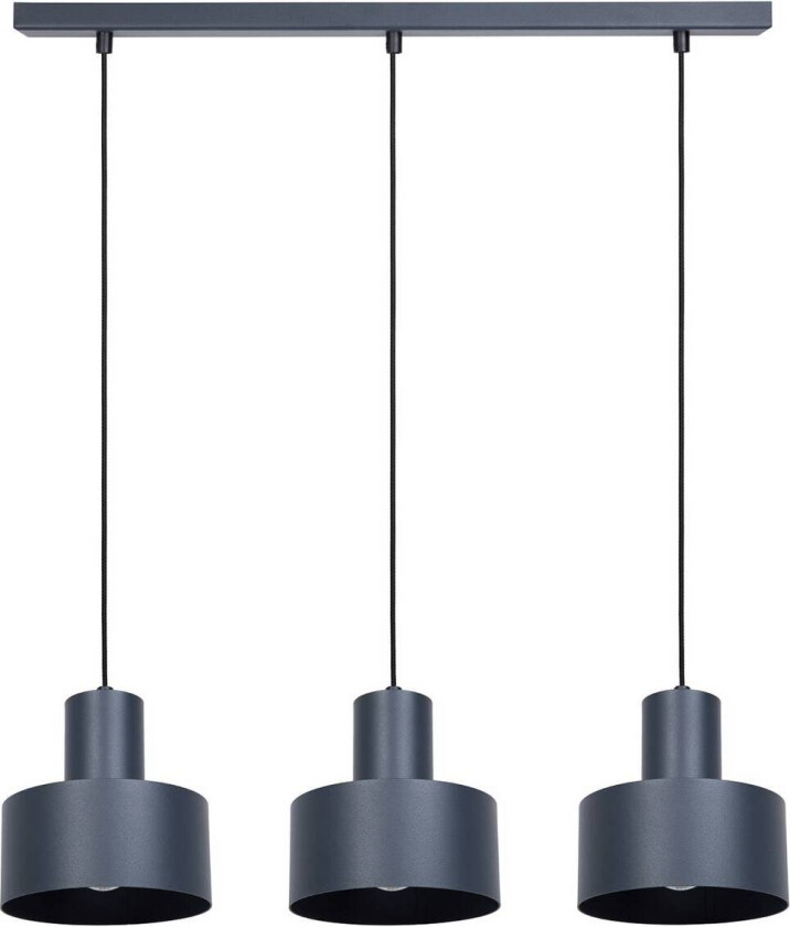 Hengelampe Rif 3, antrasitt, 3 lyskilder, lineær, stål