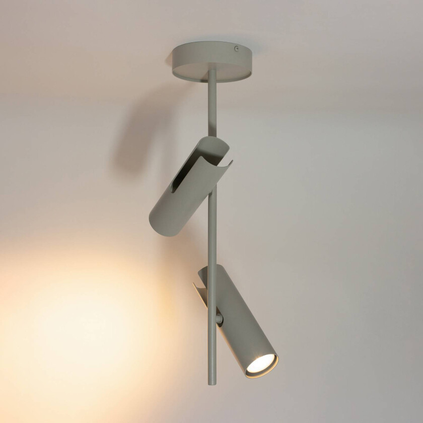 Downlight Leda 2, taupe, 2 lyskilder, stål, GU10, høyde 55 cm