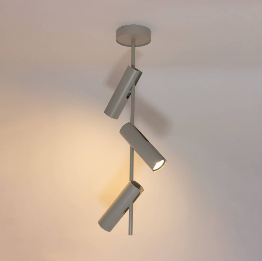 Downlight Leda 3, taupe, 3 lyskilder, stål, GU10, høyde 76 cm