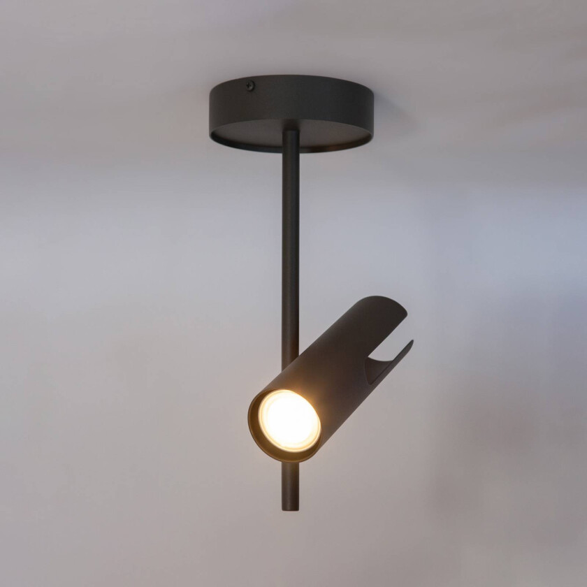 Downlight Leda 1, olivgrønn, 1 lyskilde, stål, høyde 34 cm