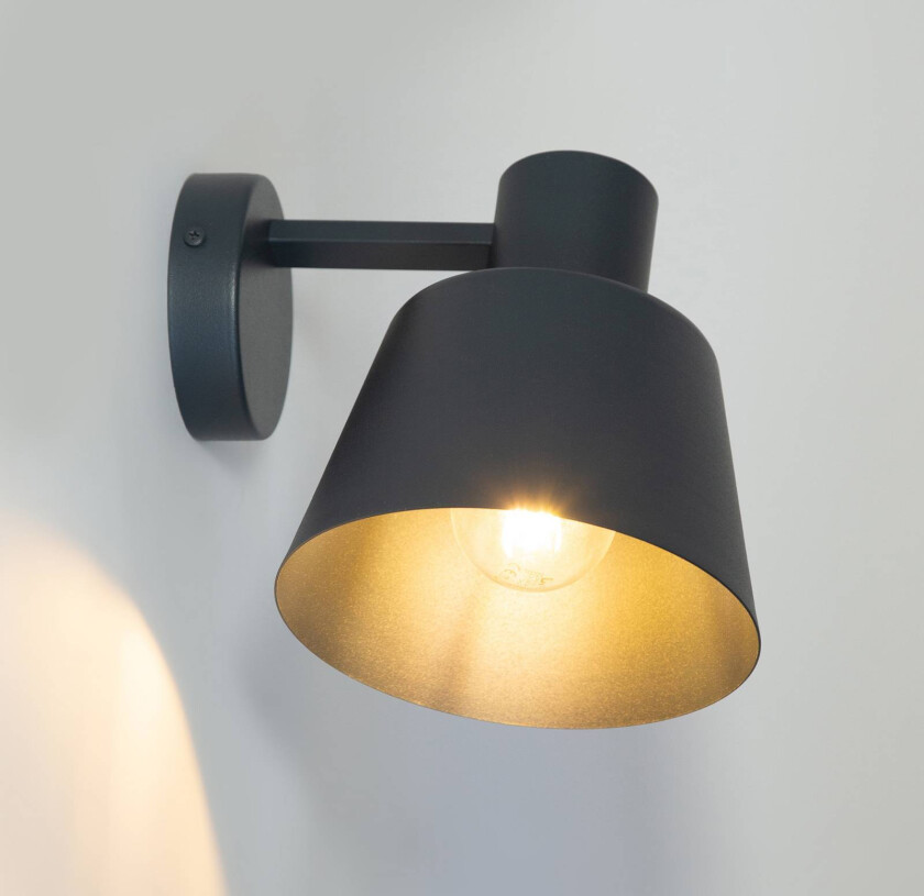 Vegglampe Dunka, antrasitt 1 lyskilde, stål, høyde 17 cm