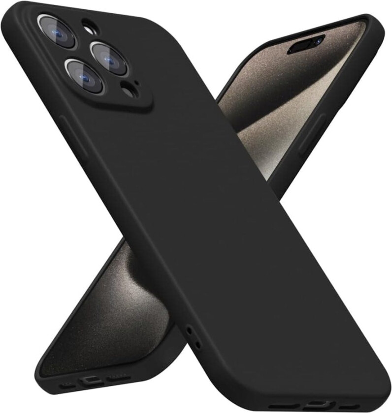 iPhone 15 Pro Max Matt Svart Deksel - Ekstra Kamerabeskytter