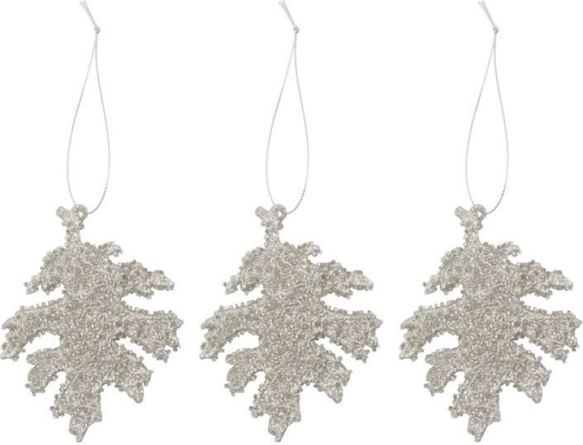 Gliz juletreanheng 10,5 cm 3-pakning Sølvglitter
