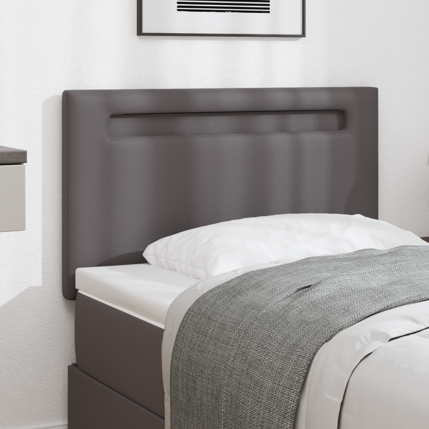 Sengegavl Enkel Design Grå 90 cm Syntetisk Skinn