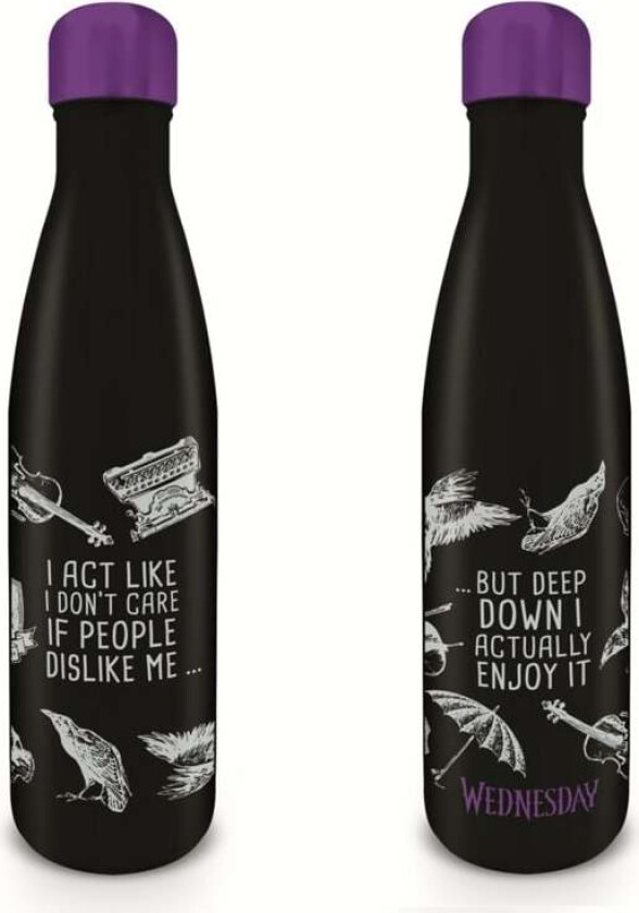 Drikkeflaske - I act like I don't care... - Unisex - svart-hvit