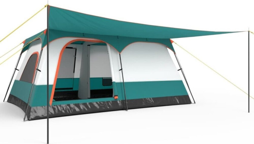 Stort telt med fortelt & gulv & 2 rom & 2 innganger & bæreveske campingtelt familietelt L