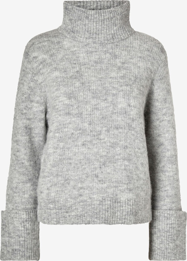 Genser slfSia Ras LS Knit High Neck - Grå