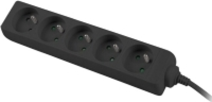 Skjøteledning 230V 3m 5 stikkontakter, sort