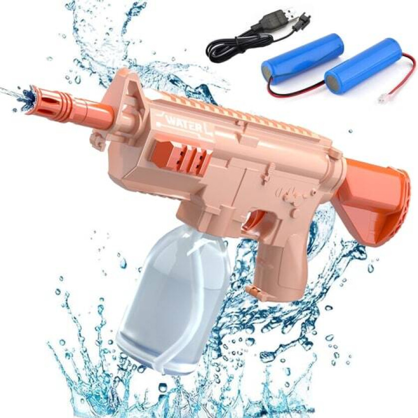 Lfvmss Elektrisk Vannpistol for Voksne, Automatisk Vannpistol for Barn med Høy Kapasitet, Vannpistol for Sommerbassengfest Strandspill, Utendørs Lagspill (Rosa)