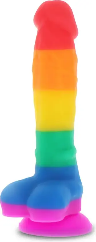 Rainbow Lover Dildo med Baller - 18 cm