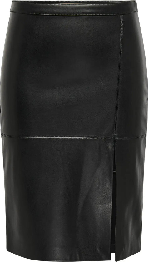 Onlnewoline Faux Leather Skirt Cc Otw Knelangt Skjørt Black ONLY