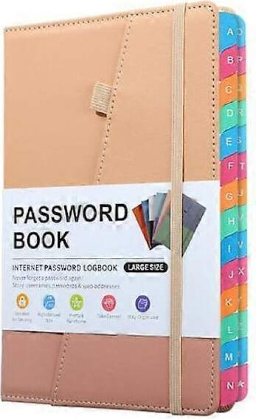 Alfabetiske faner Hardcover Passordbok for Internettpassord Nettsideadresser Notatbok