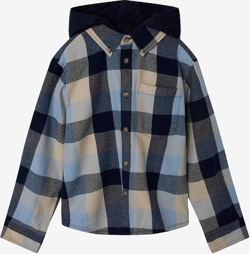 Skjorte nkmLarry LS Overshirt WH - Blå