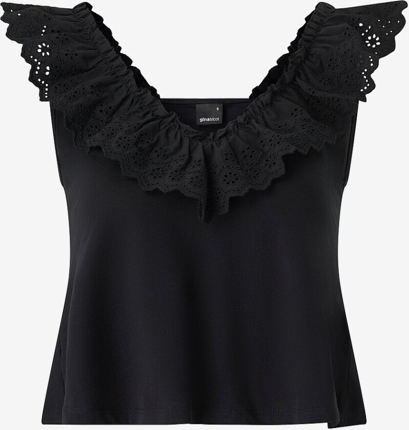 Topp Broderie Anglaise Singlet - Svart