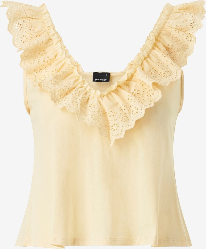 Topp Broderie Anglaise Singlet - Gul