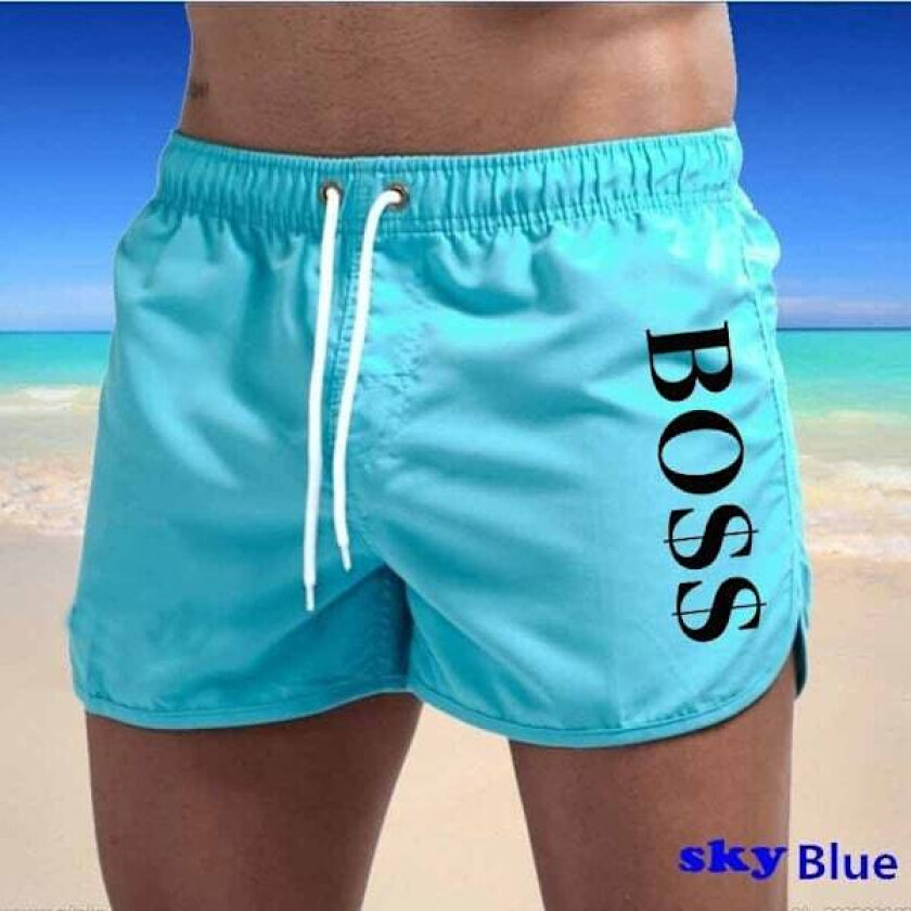 Sommer Hot Sale Boss Casual Fashion Herre Badeshorts Svømmeshorts Lyseblå Lyseblå