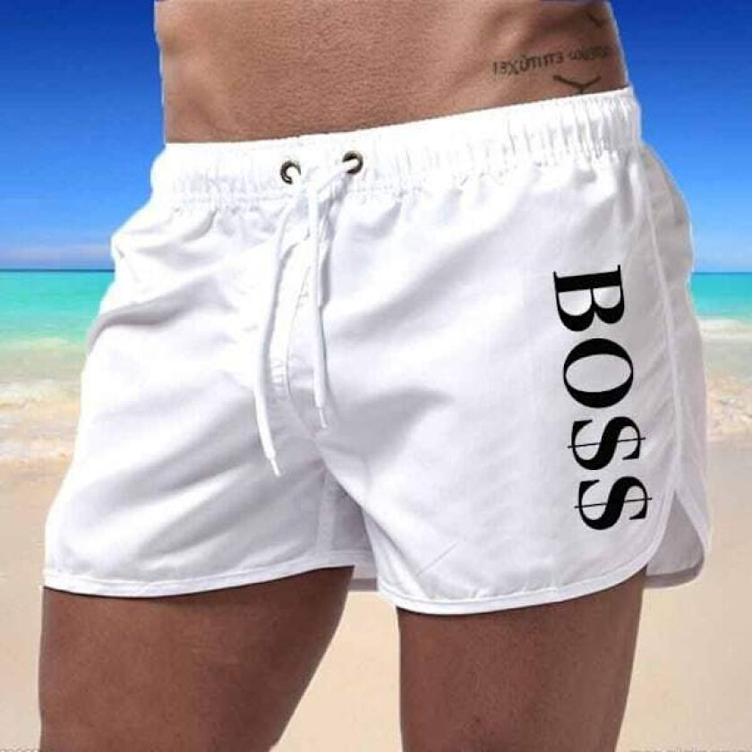 Sommer Hot Sale Boss Casual Mote Badeshorts for Menn Svømmeshorts Hvit