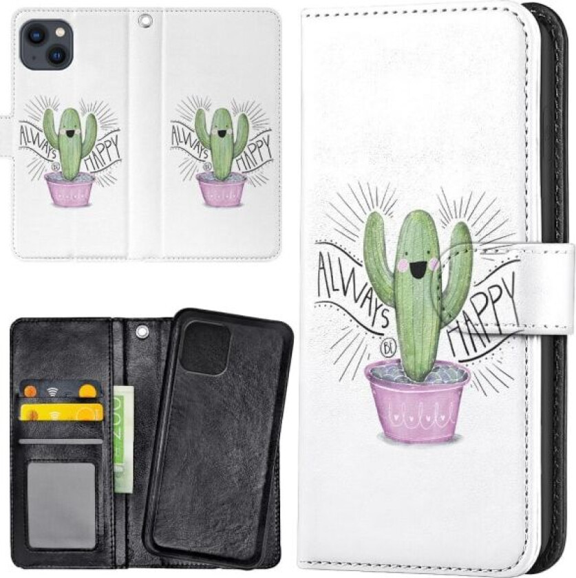 iPhone 15 - Lommebok Deksel Happy Cactus