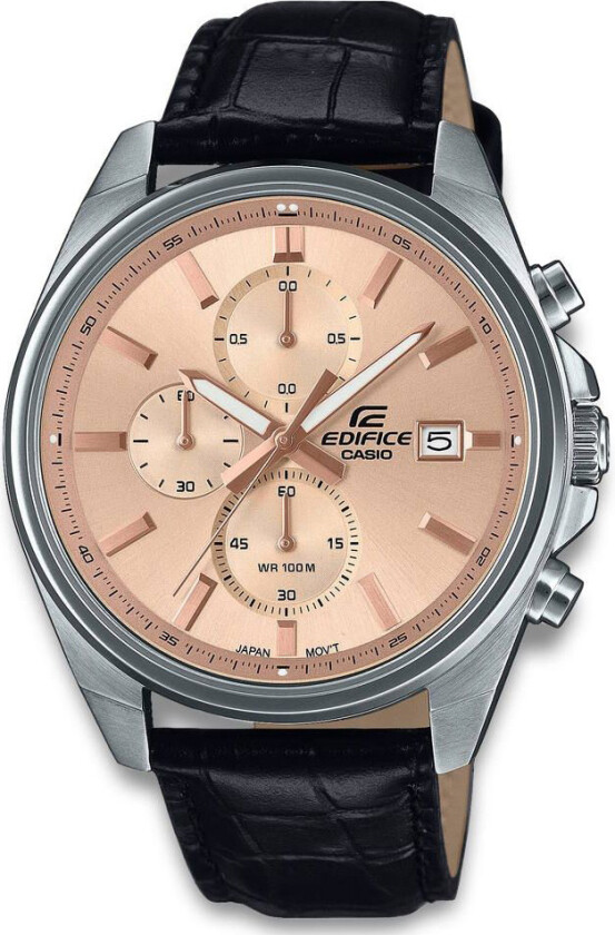Edifice EFV-610EL-5AUEF - Kvarts - Sølv - Herreklokker - Skinn - Mineral