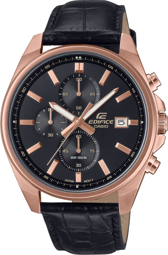 Edifice EFV-610ECL-1AUEF - Kvarts - Rosegull - Herreklokker - Skinn - Mineral