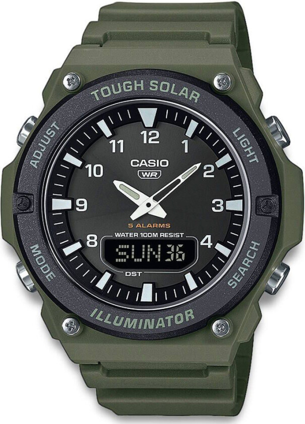 Classic Tough Solar AQ-S820W-3BVEF - Anadigi - Grønn - Herreklokker - Resin - Akryl