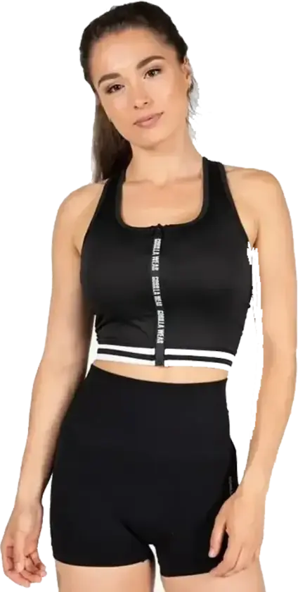 GW Mesa Zip Front Crop Top - Black - L