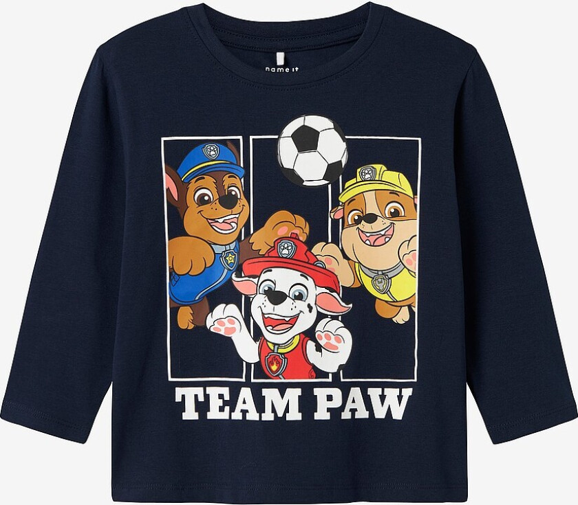 Bilde av T-skjorte nmmJoll Paw Nreg LS Top Cplg - Blå